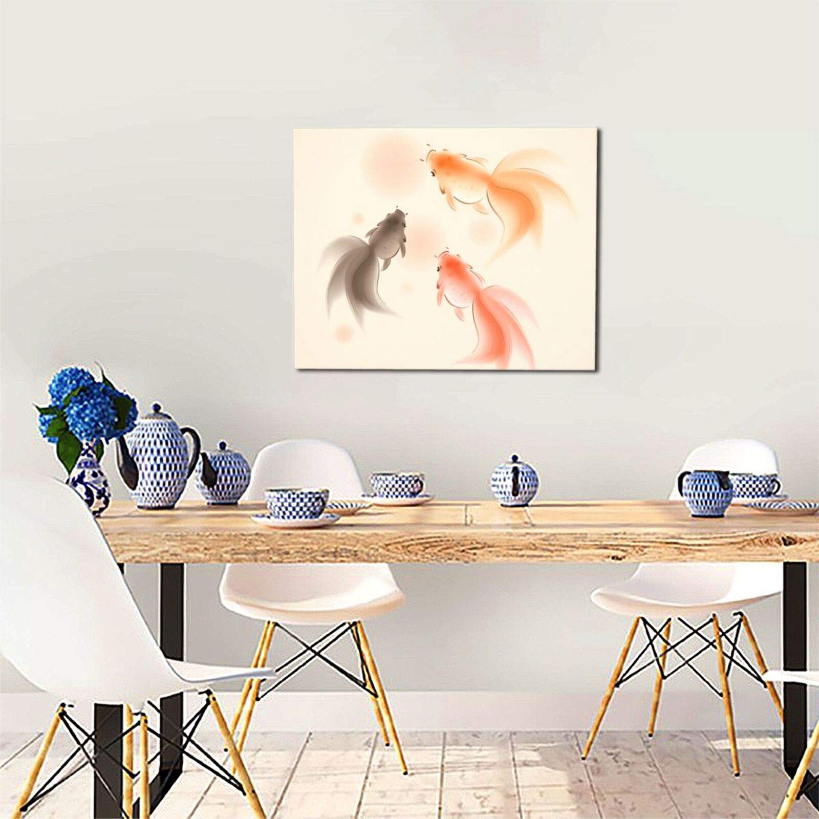 Amazon｜DADABULIU アートパネル 絵画 金魚 水墨画 上品 魚 和風