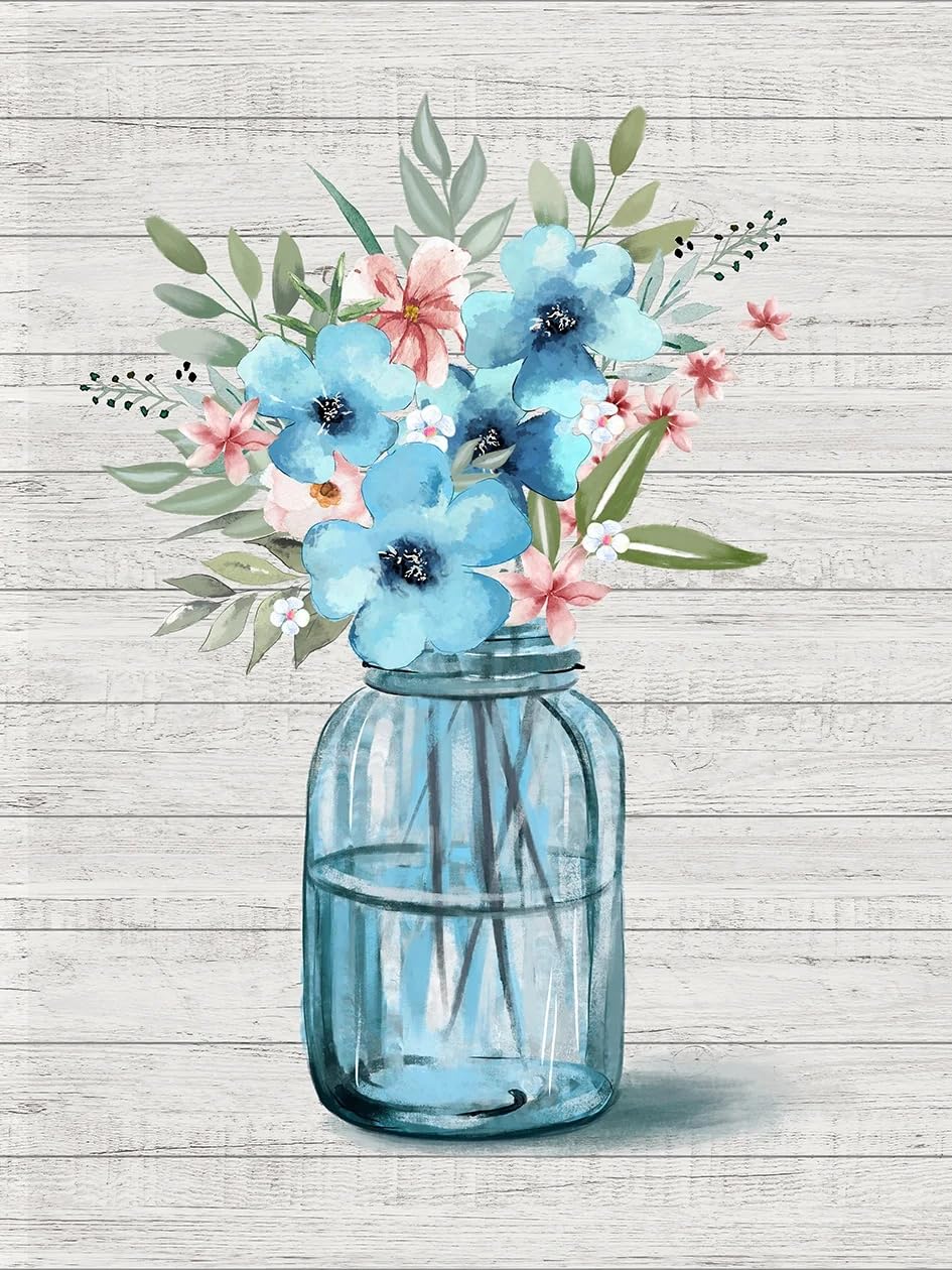 Amazon.co.jp: 抽象的な水彩ブルーピンクフラワーポスターとプリント