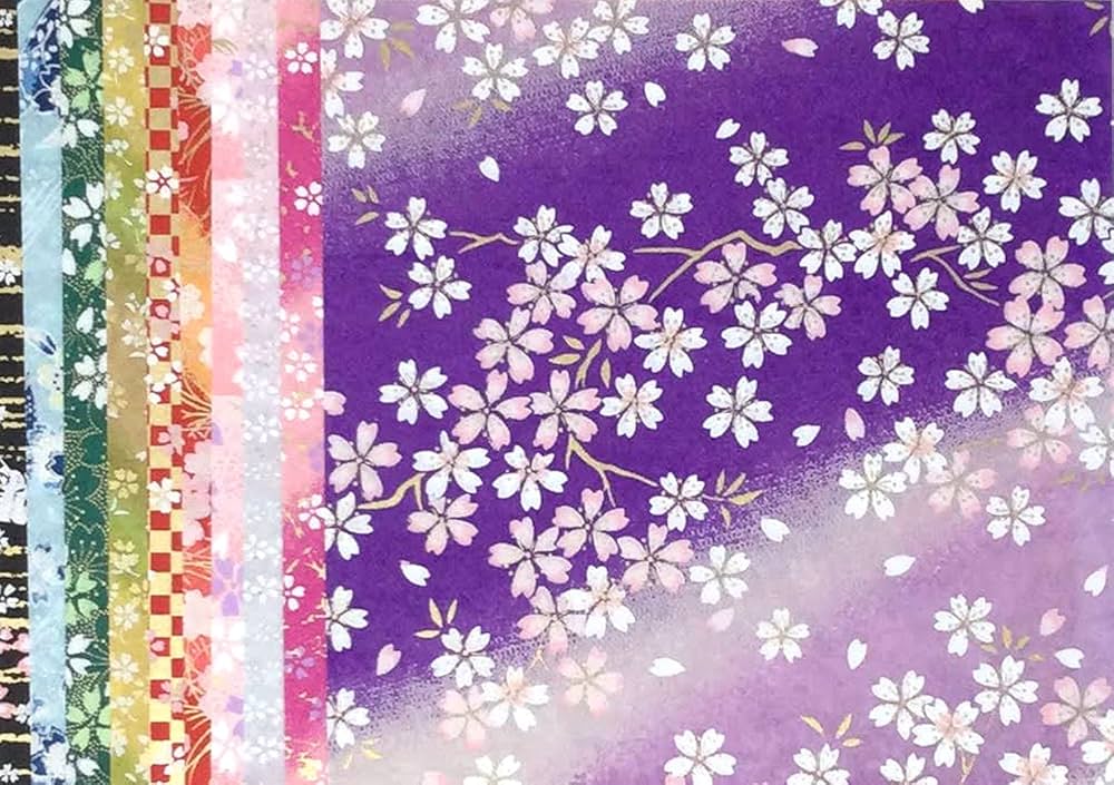 Amazon | 和紙かわ澄 特撰 手染め 桜柄の千代紙 友禅和紙 15cm 10柄入