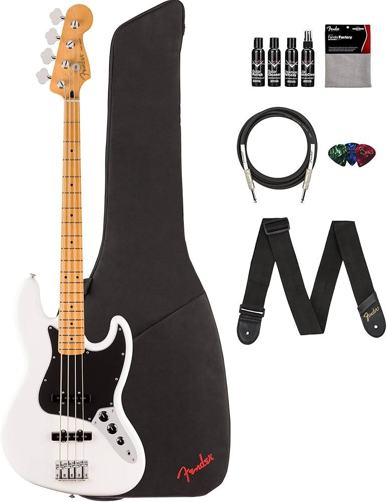 Amazon.com: Fender Player II Jazz Bass - Polar White Bundle with