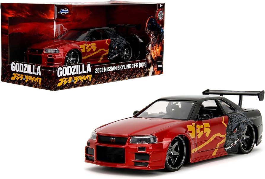 Amazon.com: Jada Godzilla 2003 Nissan Skyline GTR R34 – 1:24 Scale