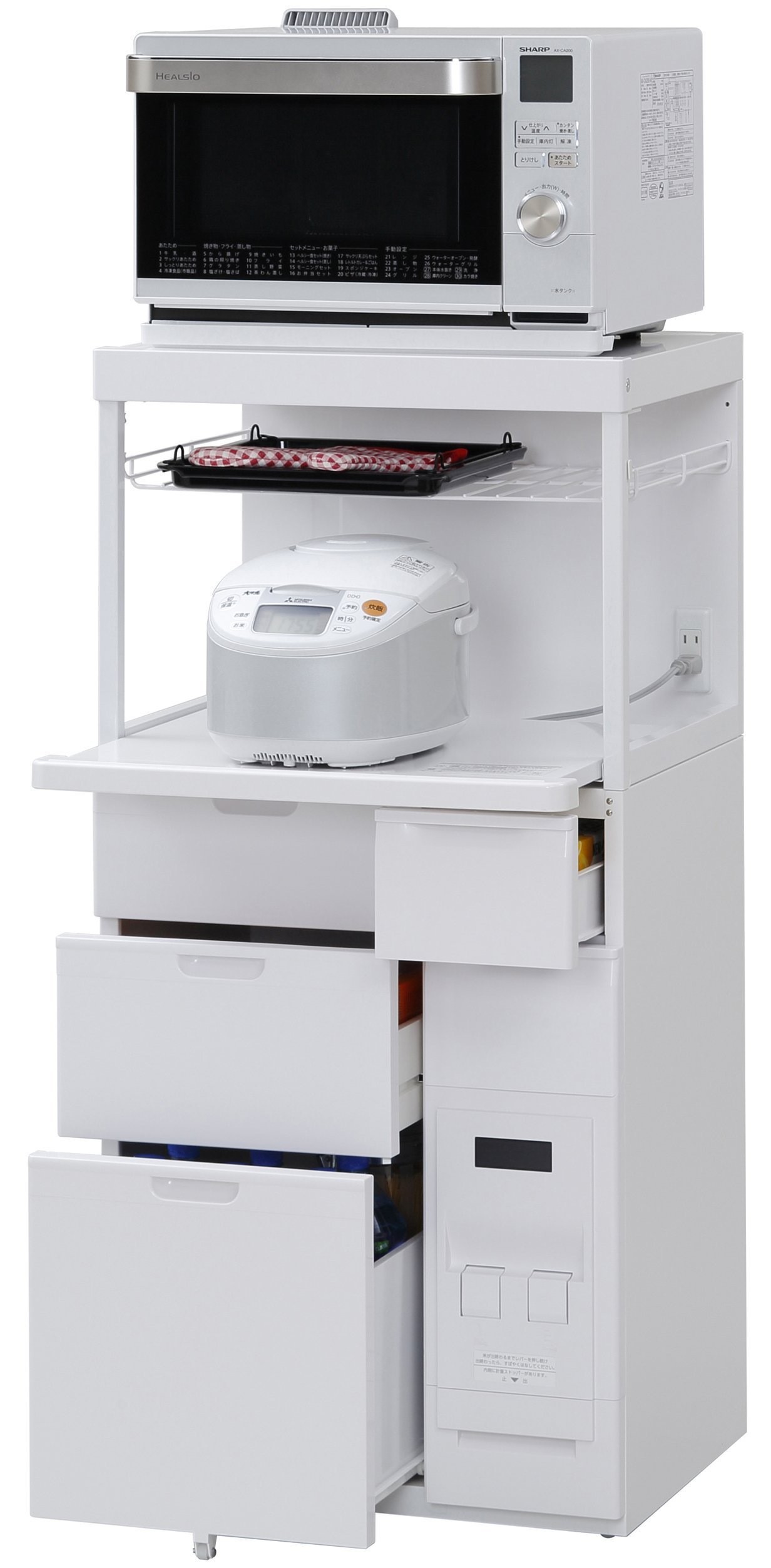 Amazon｜[エムケー精工] レンジ台 (米びつ) 米容量12kg 幅56.5cm