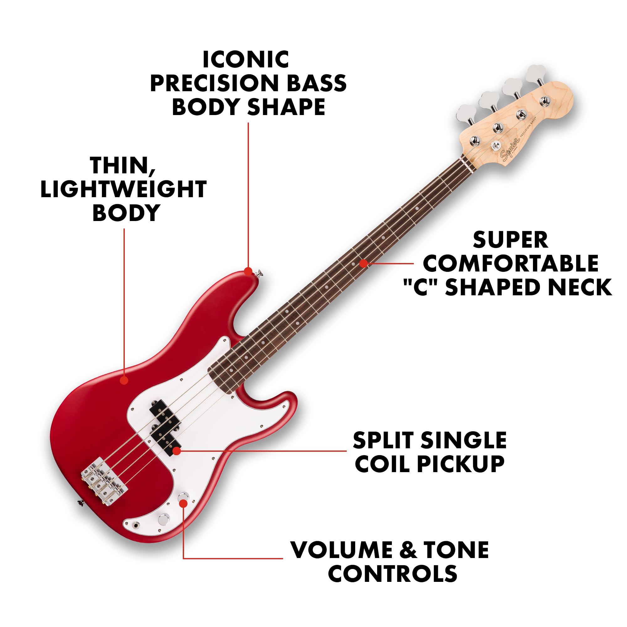 Amazon.com: Fender Squier Debut Series Precision Bass Guitar