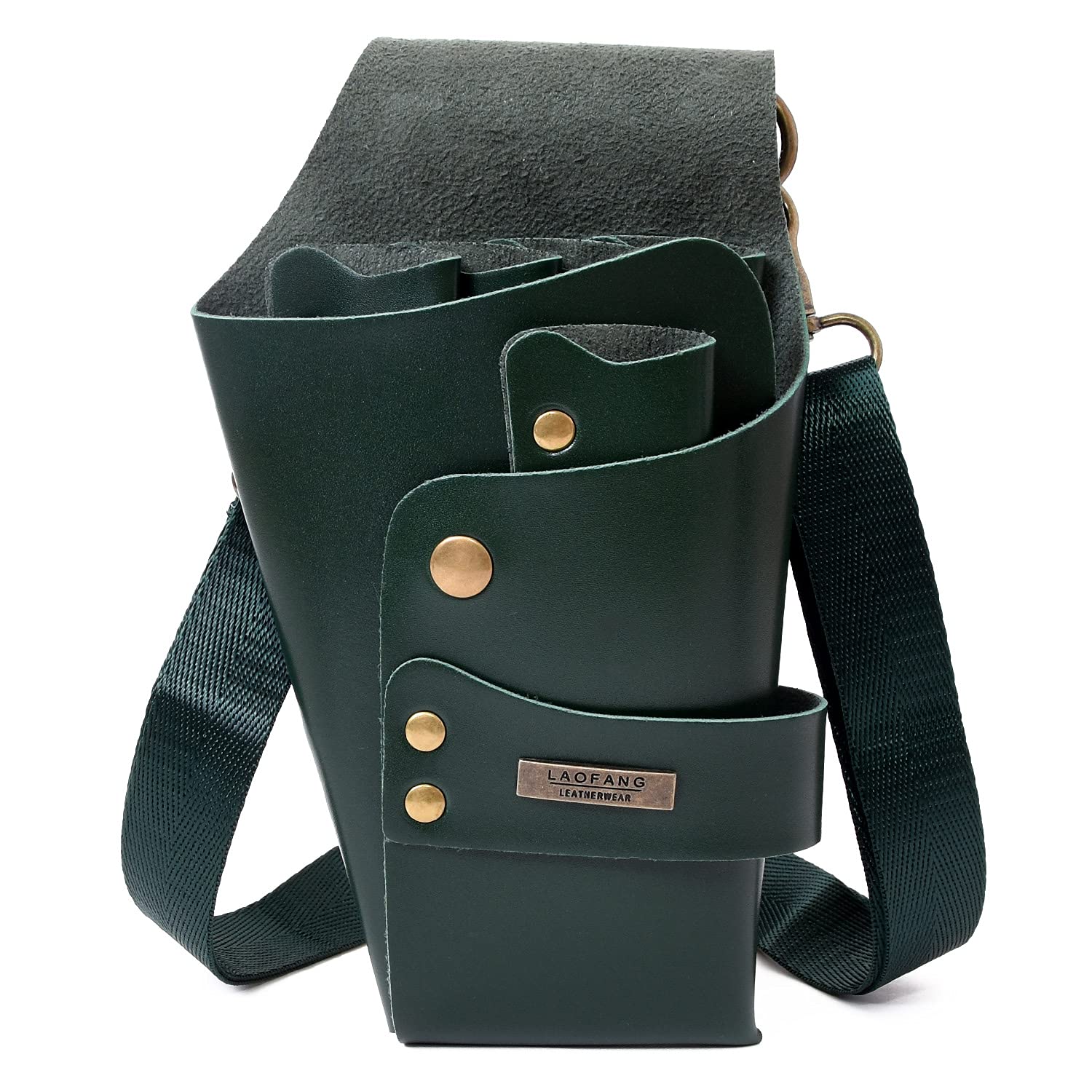 まぴ様専用 手染めダークオリーブ、ハラコカウの大容量シザーケースヌメ革