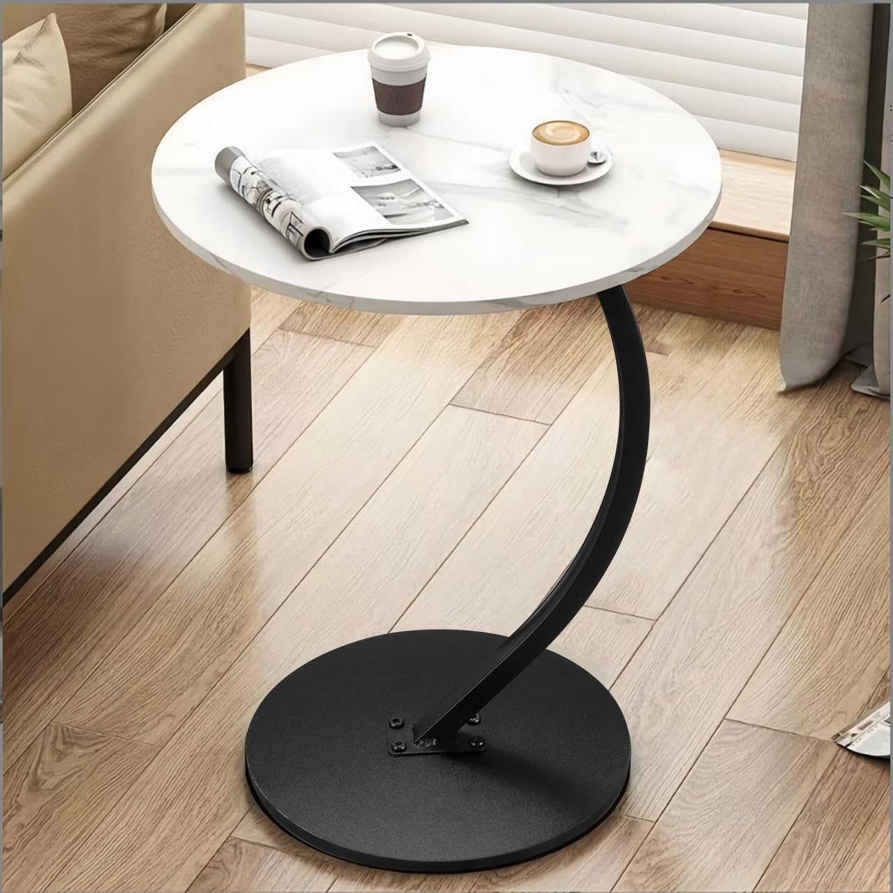 Amazon｜AIDUCHO サイドテーブル 丸型 ベッドテーブル ソファテーブル