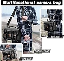 Amazon.com : Cwatcun Leather Camera Bag Compact Shoulder Bag for