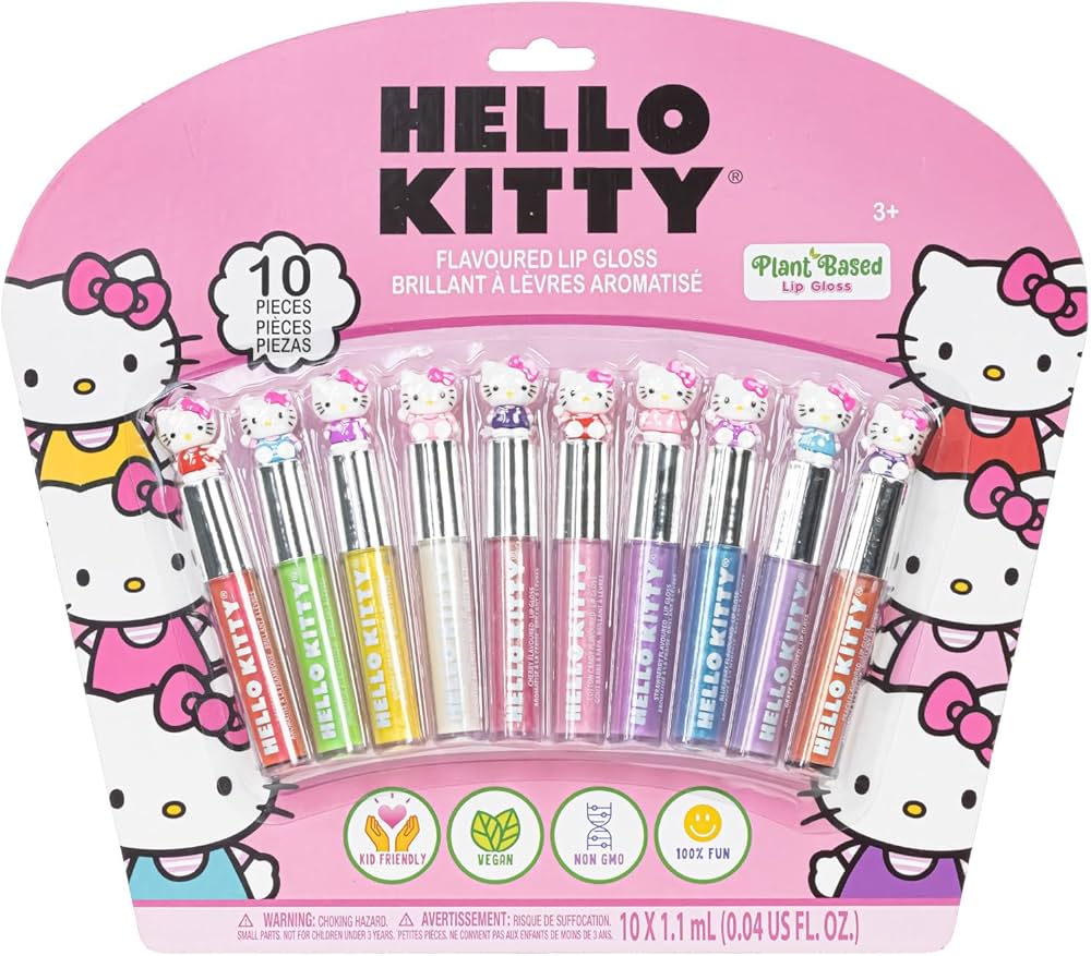 Amazon.com : Hello Kitty 10 Piece Plant Based Lip Gloss, Girls