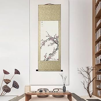 Amazon.co.jp: 画家手描き 掛軸 掛け軸 おしゃれ 水墨画 梅 四君子