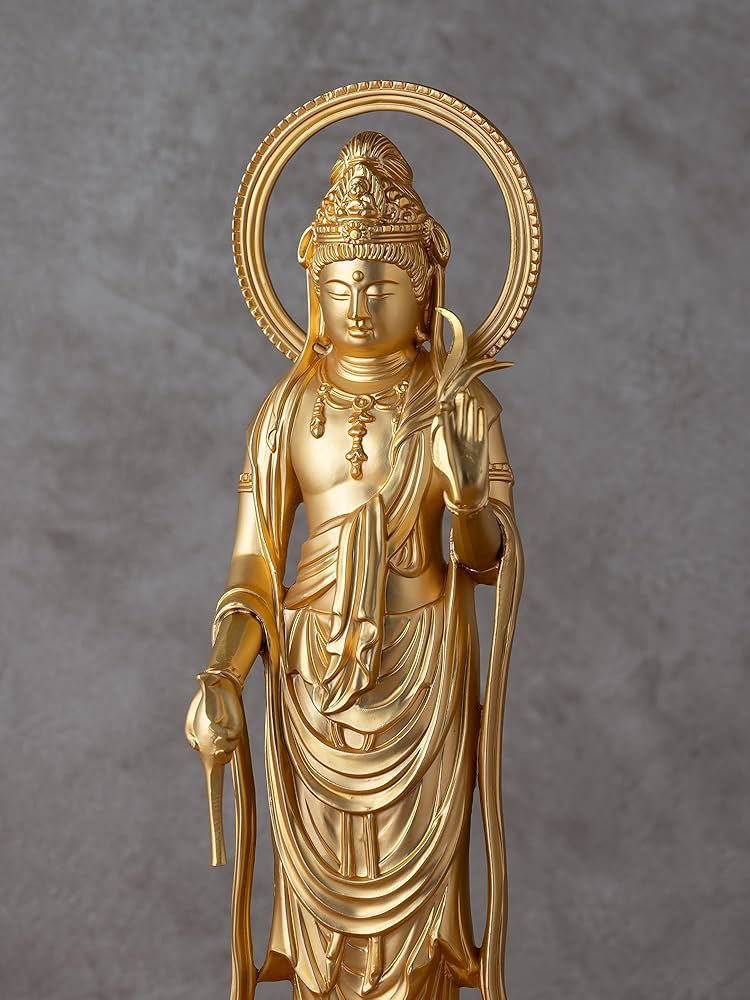 Amazon｜仏像 慈母観音菩薩 20cm（金メッキ/24金）仏師：牧田秀雲 原型