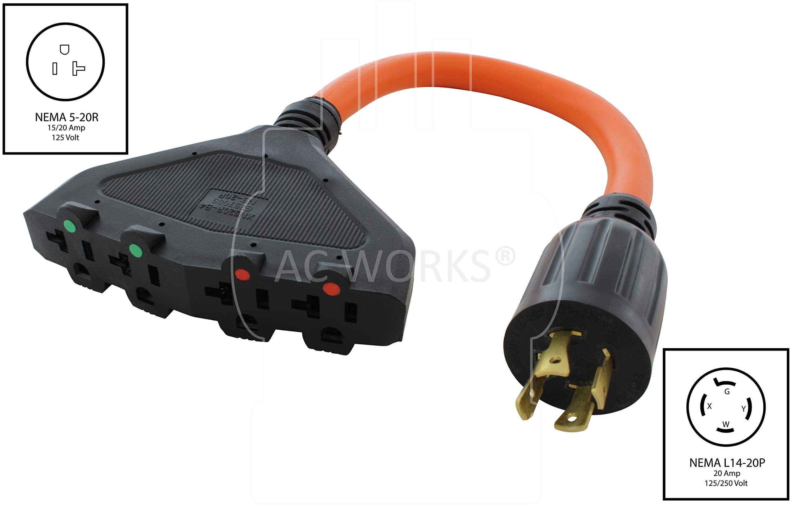 Amazon.com: AC WORKS L14-20P 20Amp 4-Prong Generator Locking Plug