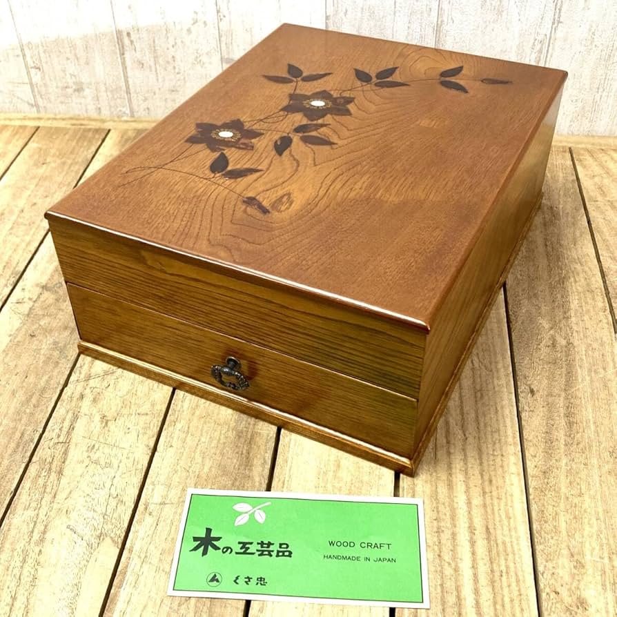 Amazon.co.jp: ＊くさ忠TK-54引出し付文庫桜皮貝入鉄仙木製文箱引出