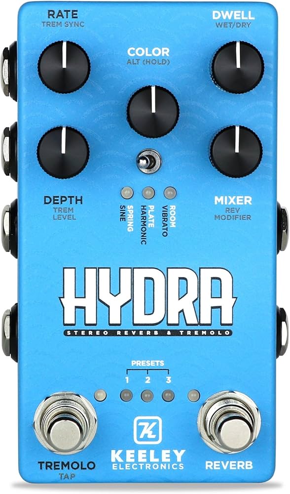 Amazon.com: Keeley Hydra Stereo Reverb and Tremolo Pedal, Blue