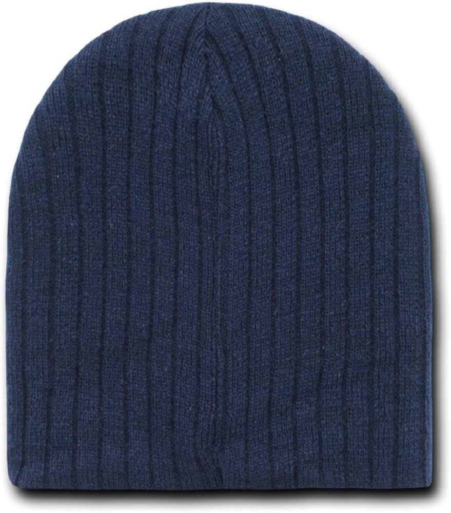 NAVY BLUE SHORT CABLE KNIT BEANIE SKI CAP CAPS HAT HATS TOQUE at
