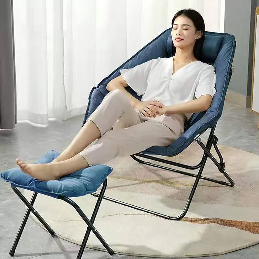 88 リクライニングチェア 折りたたみ式 足置き台付き チャコール 1人