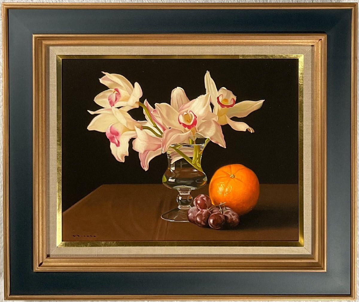 H. Okumura 油彩画 果物とワイン H. Okumura 油彩画 果物とワイン H