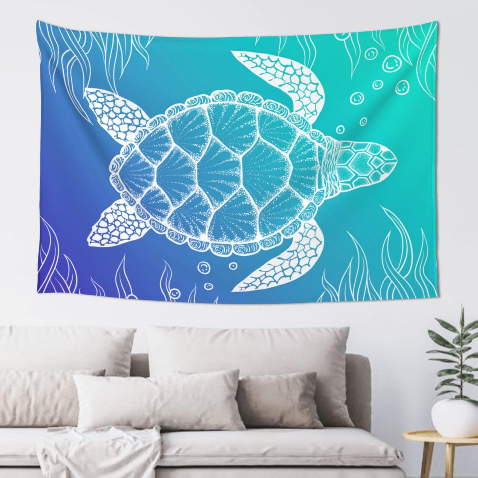 Amazon.co.jp: 亀柄 海亀 ウミガメ (2) タペストリー おしゃれ 壁掛け