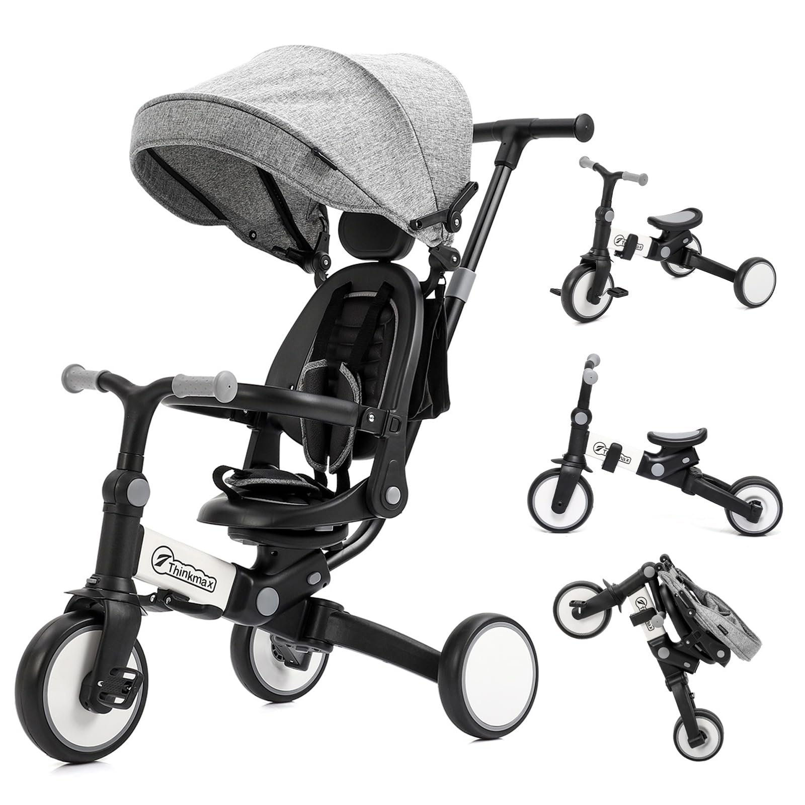 Amazon.co.jp: Thinkmax 子供用三輪車 ベビーカー 6in1 折りたたみ