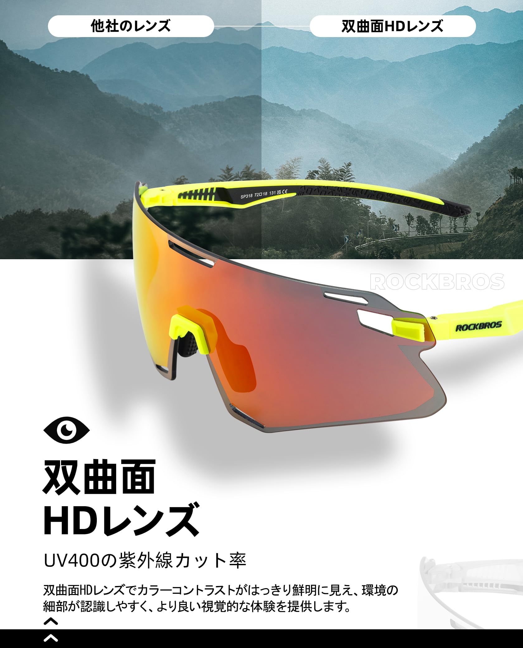 Amazon | ROCKBROS スポーツサングラス サングラス スポーツ 調光