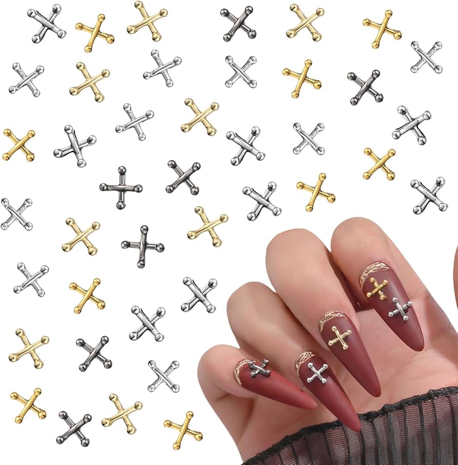 Amazon | ネイルパーツ クロス 100個セット 3D 立体 レトロ クロス