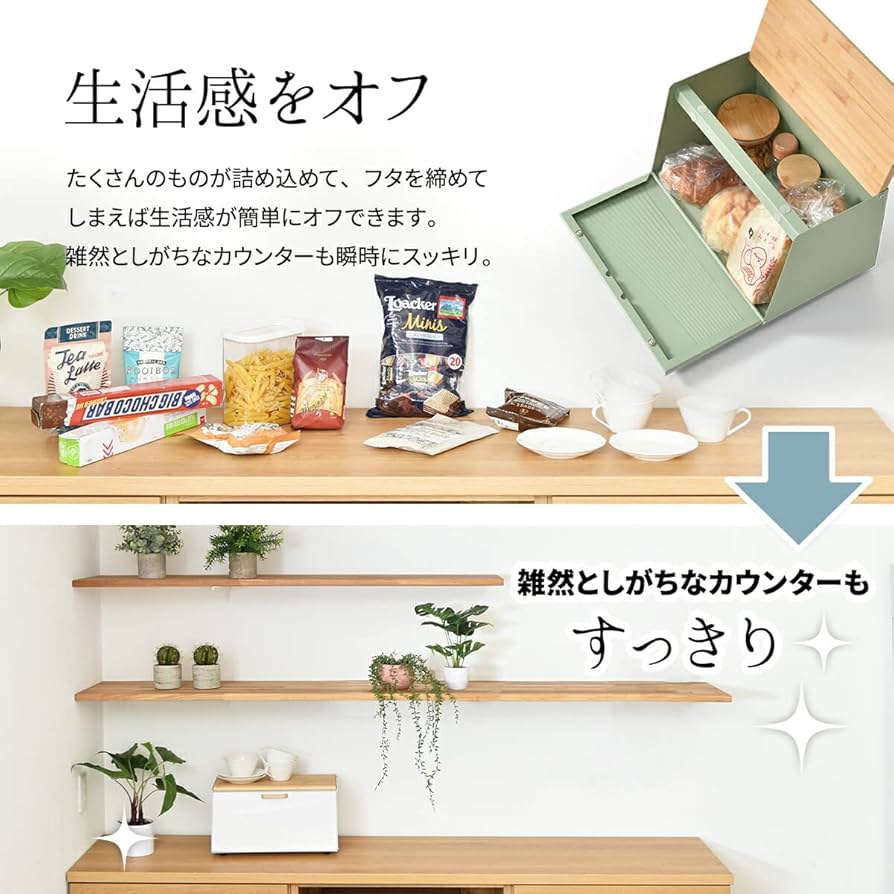 Amazon.co.jp: FunFun ブレッドケース ホワイト WAVE キッチン収納