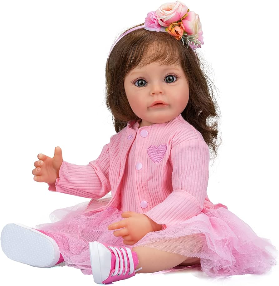 Amazon.co.jp: リアルなリボーンドール22インチピンクの服女の子青い目