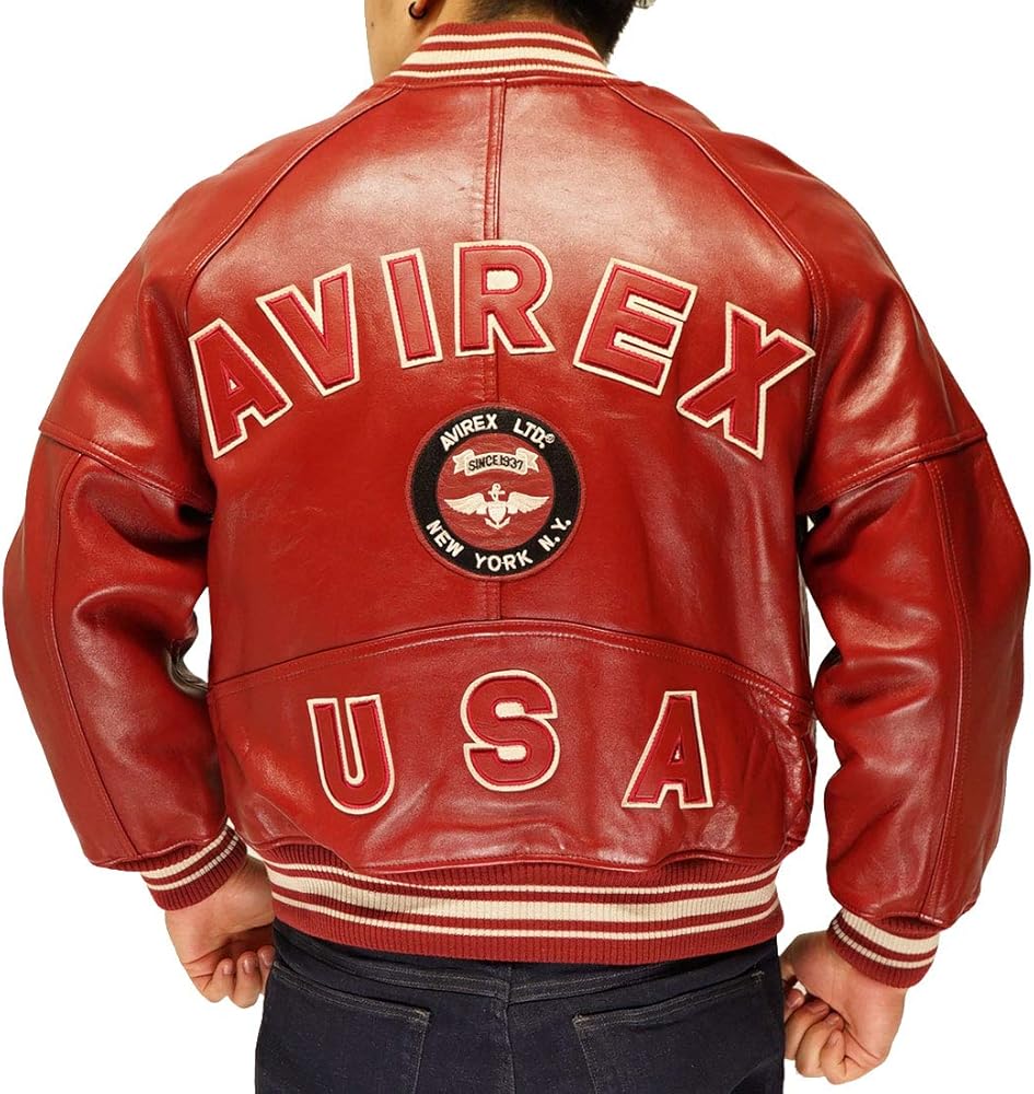 Amazon | [アヴィレックス] バーシティ 羊革 ラムレザー ジャケット