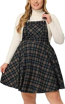 Agnes Orinda Plus Size Casual Overall for Women Pinafore Dress