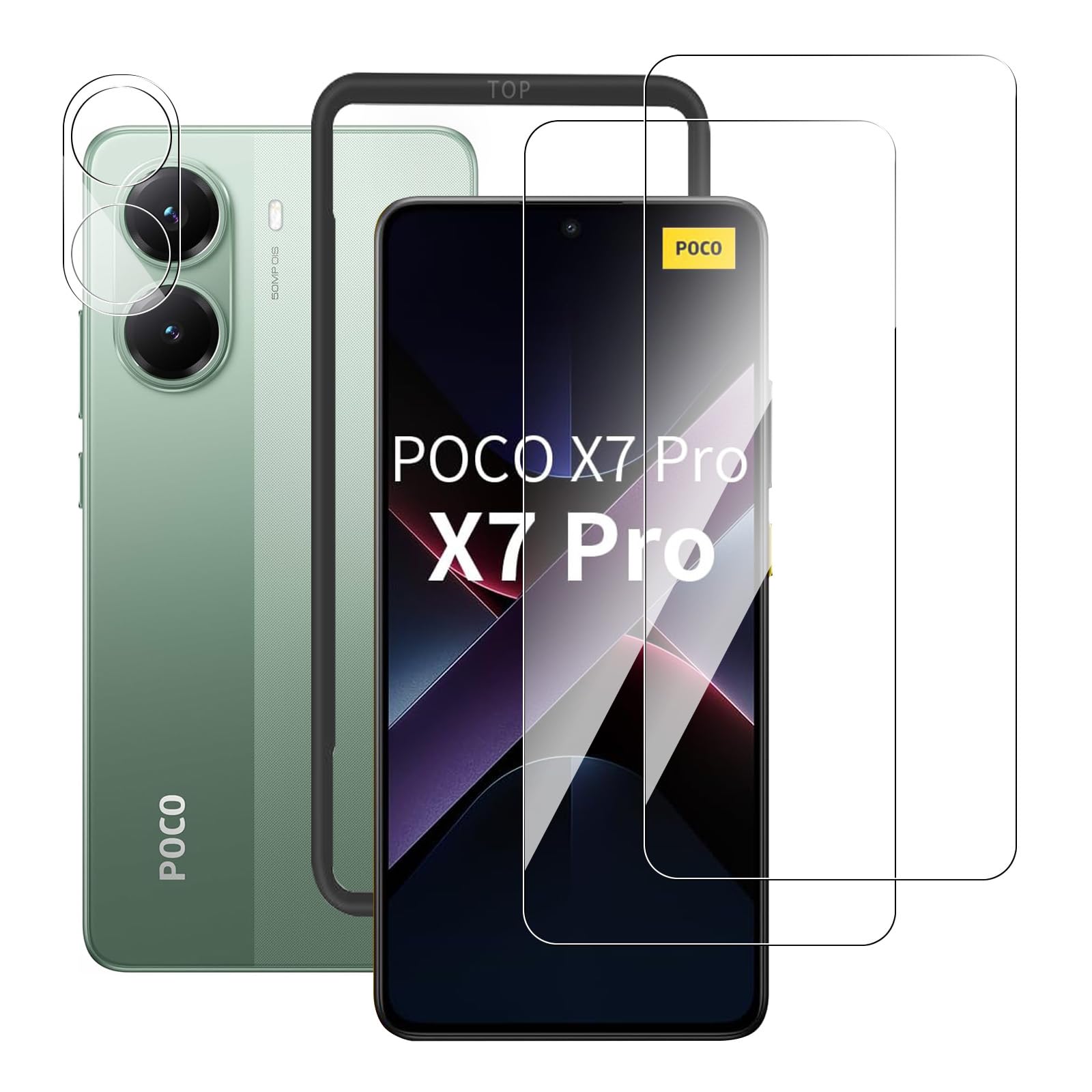 Amazon | Xiaomi Poco X7 Pro 用 ガラスフィルム (2枚)＋カメラ