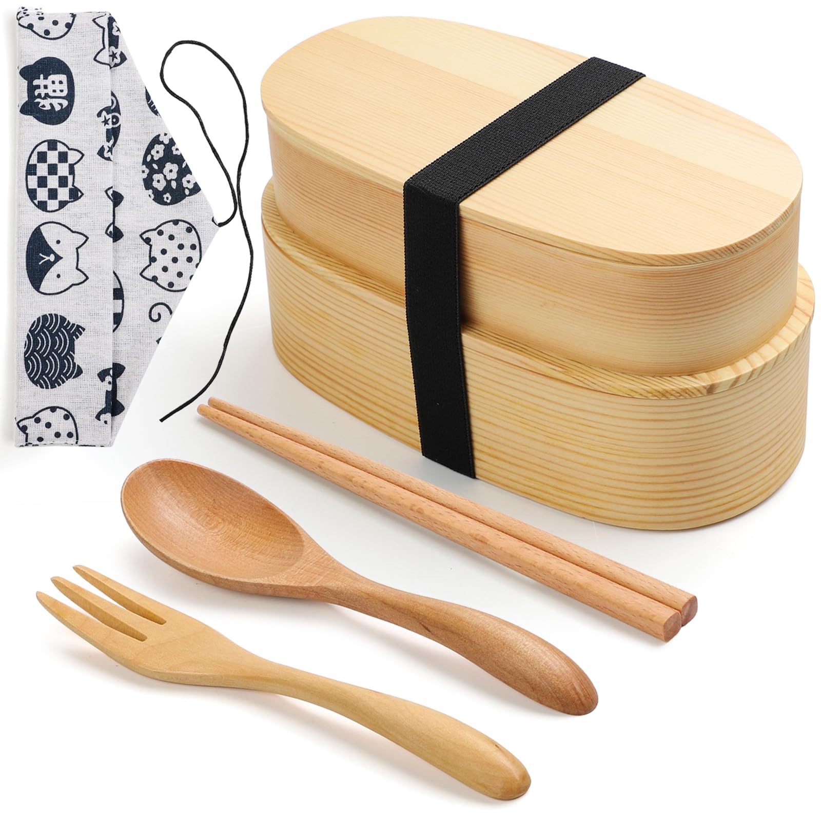 Amazon｜曲げわっぱ 弁当箱 二段式 天然杉木製弁当箱セット 手作り大