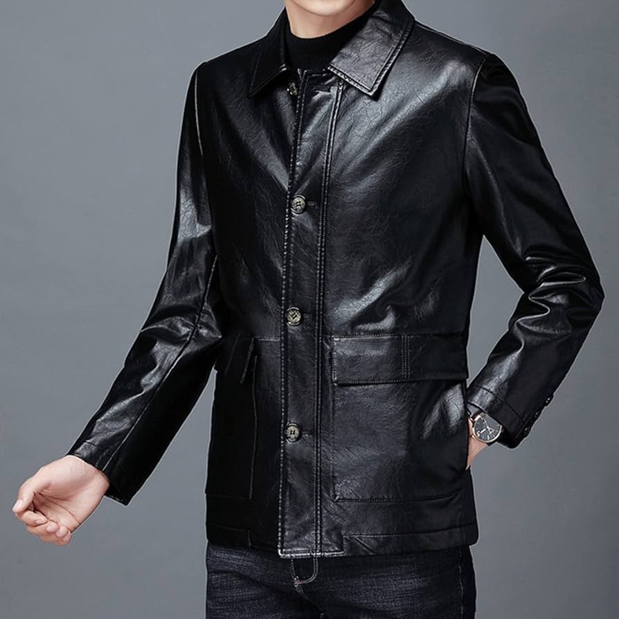 Amazon.co.jp: ピーコート メンズ レザージャケット レザーコート