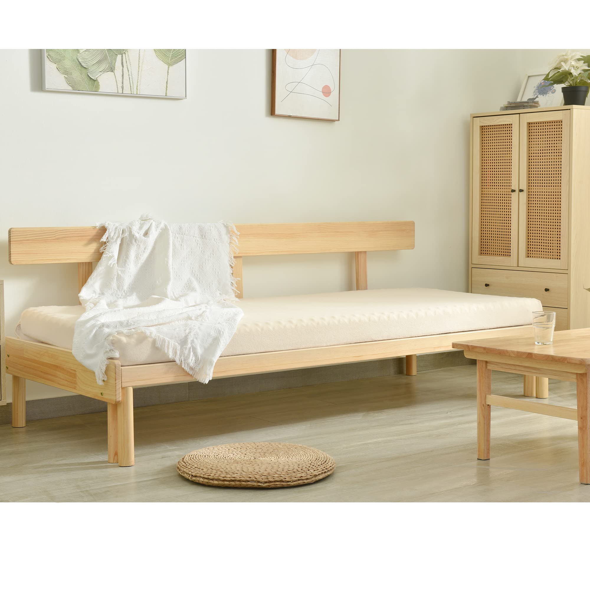 Amazon｜2wayソファベッド 木製 伸縮式 天然木 無垢材 シングルベッド