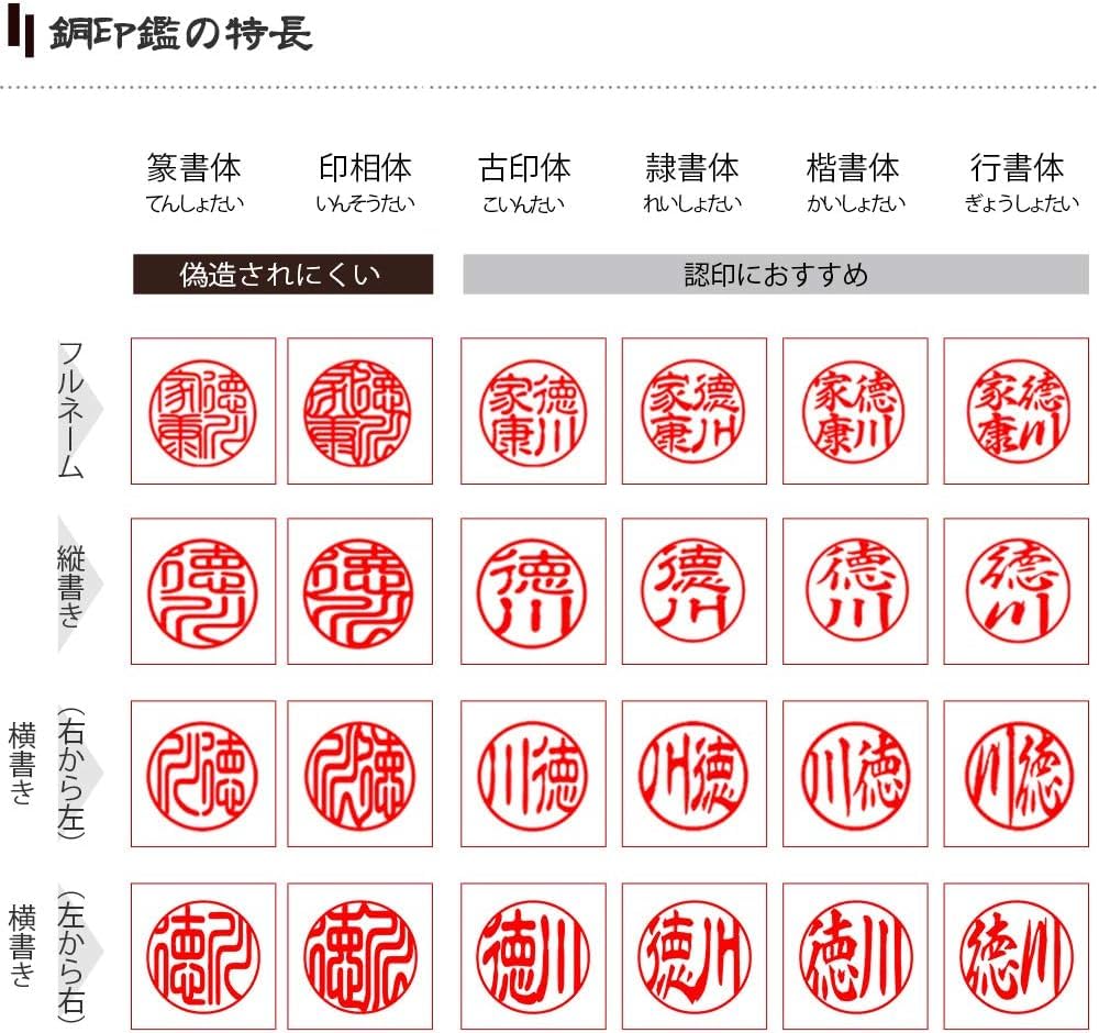 Amazon.co.jp: 印鑑 【銅印鑑】 黒檀+銅印鑑セット 12mm`18mmサイズ