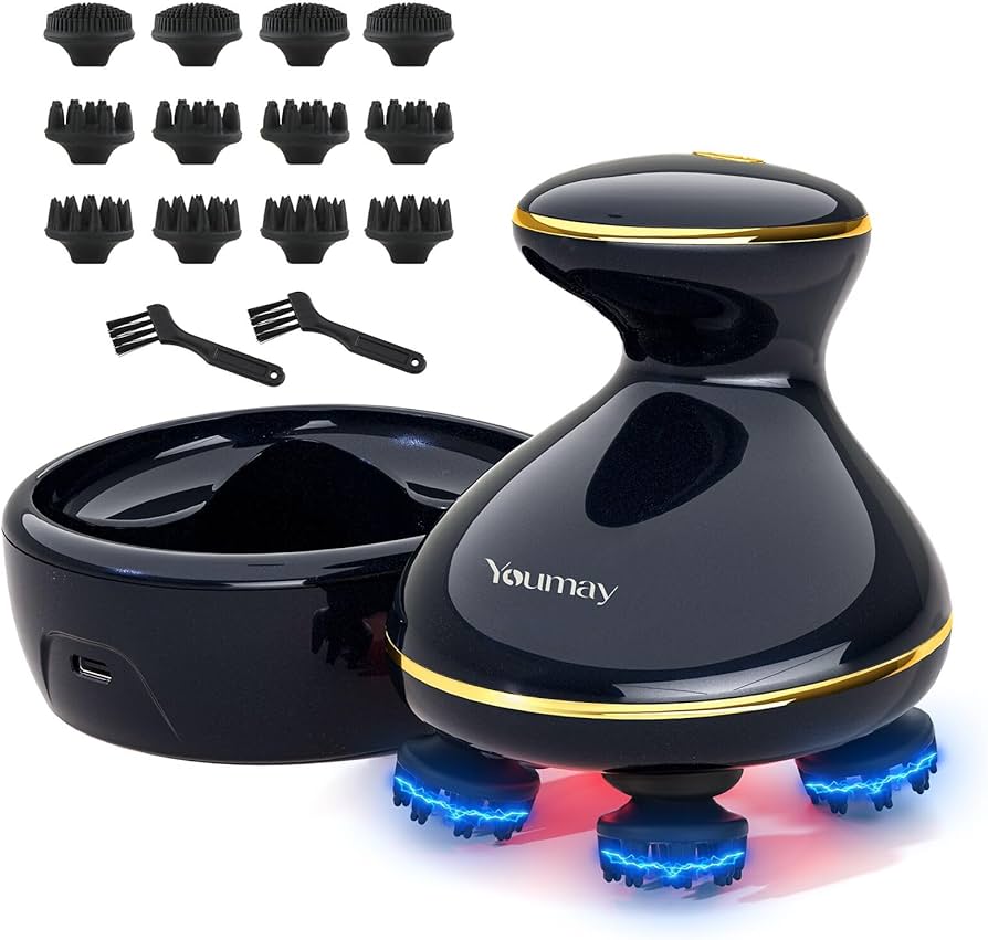 Amazon | Youmay ヘッドスパ EMS 電動頭皮ブラシ 電気針 赤色LED機能