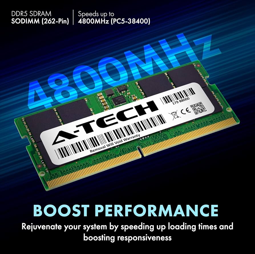A-Tech 32GB Kit (2x16GB) DDR5 4800MHz PC5-38400 CL40 SODIMM 1.1V