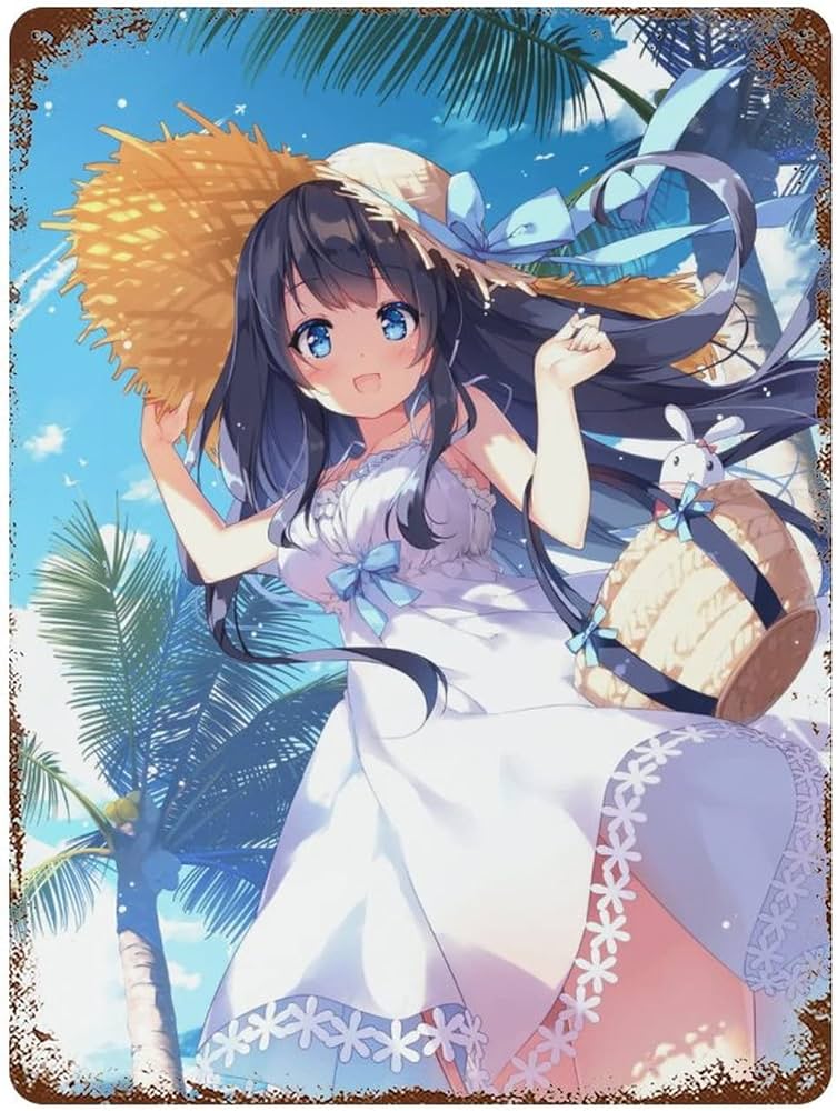 Amazon.co.jp: ブリキ看板 レトロ看板 サマー ドレス 女の子 イラスト