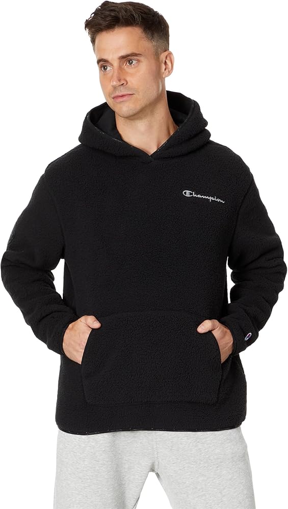Champion Mens Cozy Shearling Hoodie Black SM One Size at Amazon