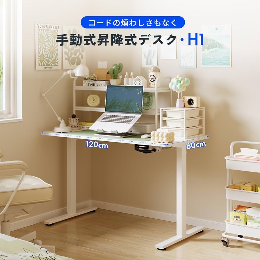 Amazon | FLEXISPOT 手動式 昇降デスク 高さ調節 メーカー5年保証