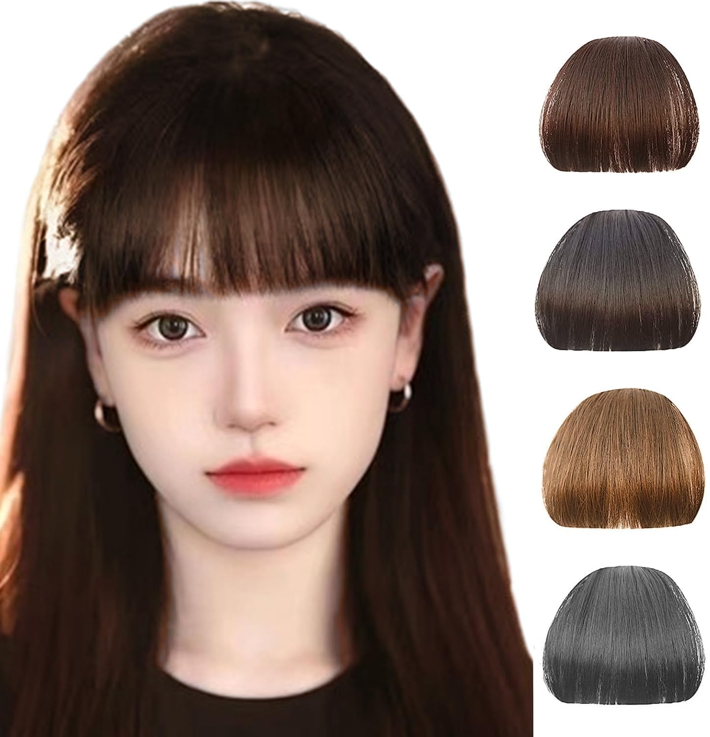 Amazon.co.jp: GFun 前髪ウィッグ ぱっつん 厚め 自然 総手植 部分