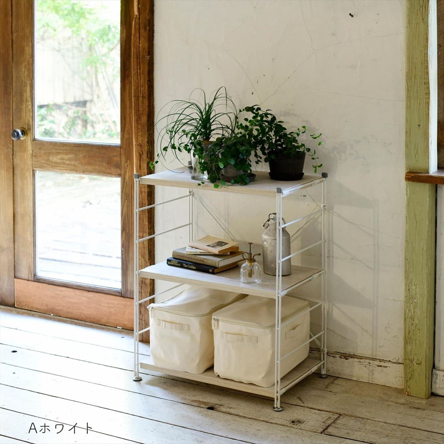 H 山善 ウッドシェルフ 3段 アンティークアイボリー YK Amazon｜山善