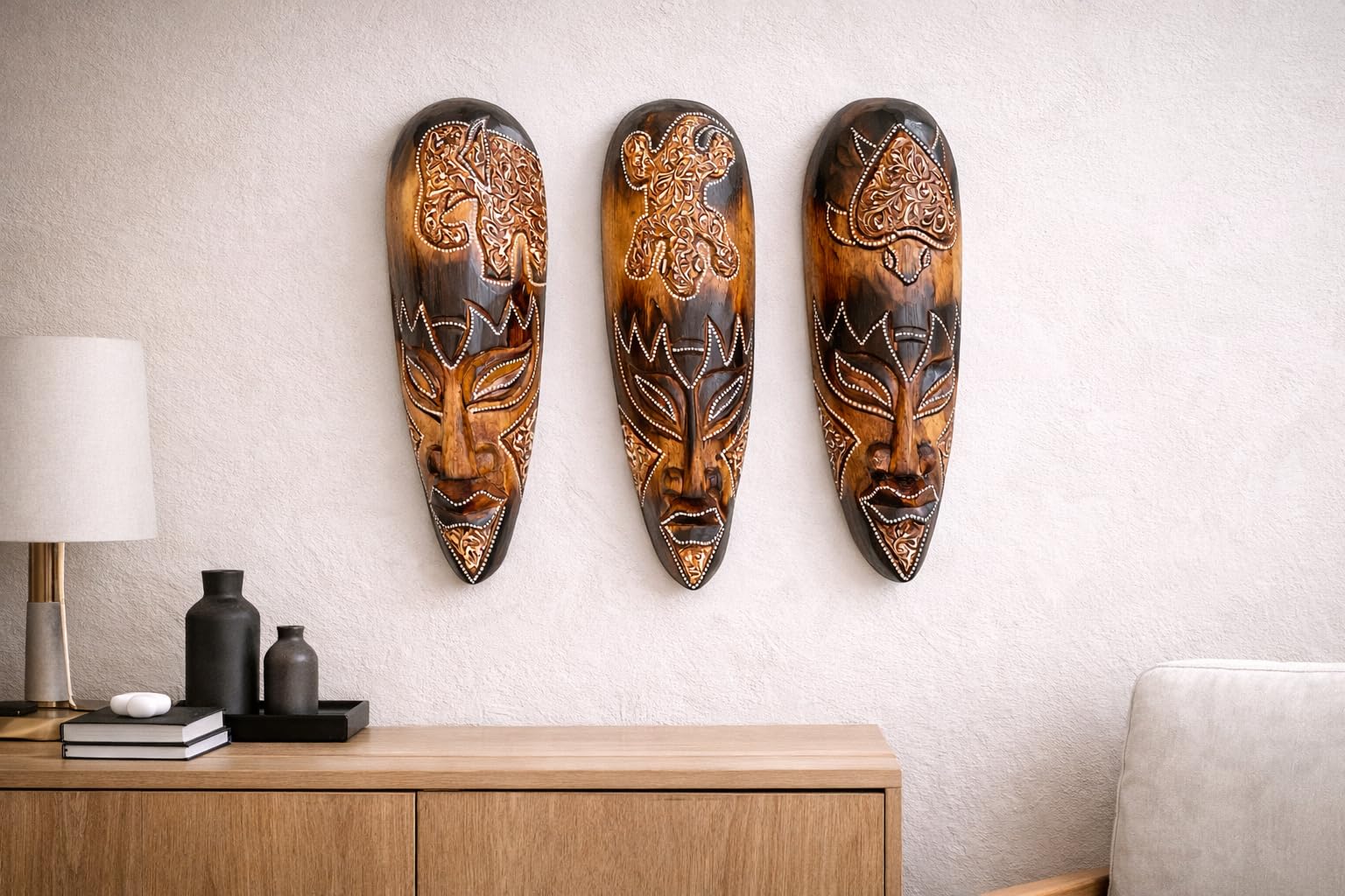 Amazon.com: OMA Set Of (3) African Wall Masks With Stunning