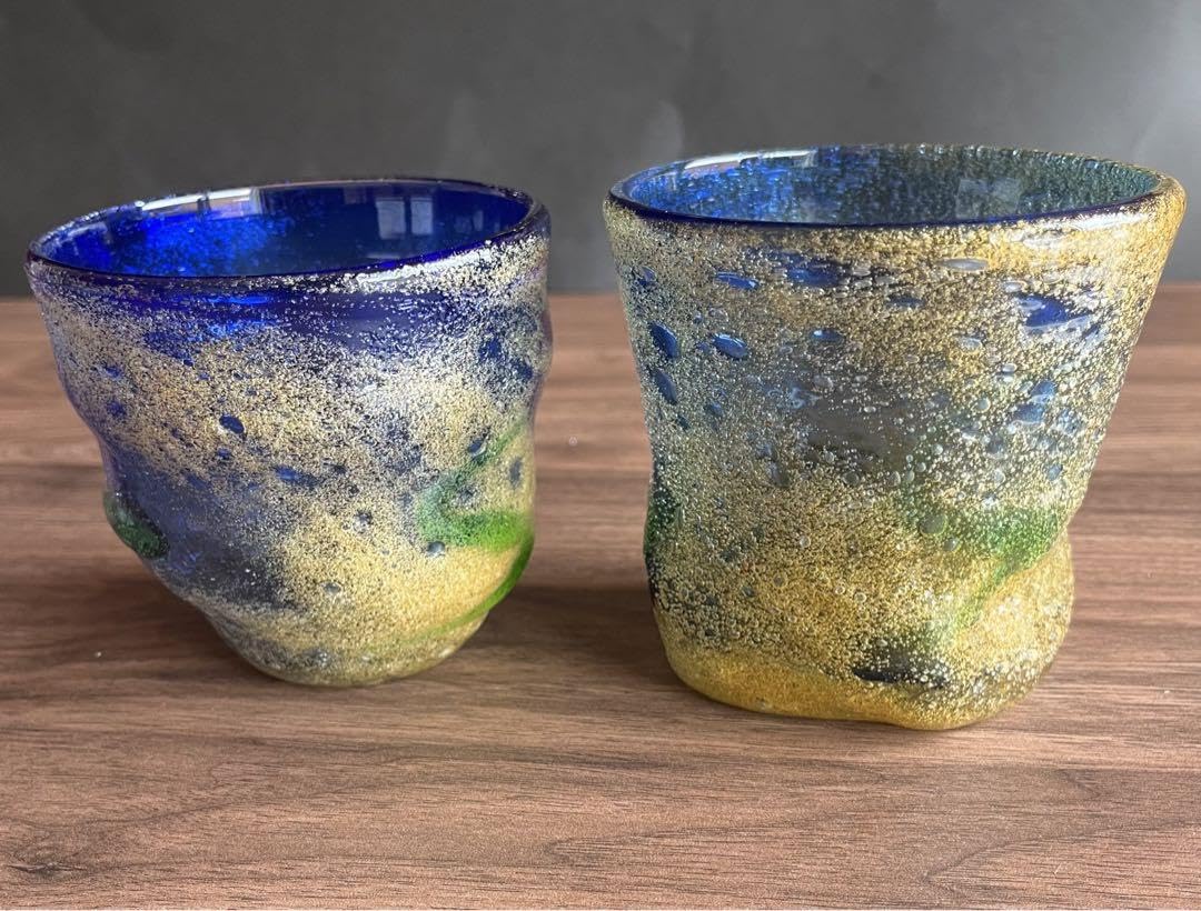 琉球ガラス 現代の名工 稲嶺盛吉 四角 向付 小鉢 泡ガラス 琉球ガラス