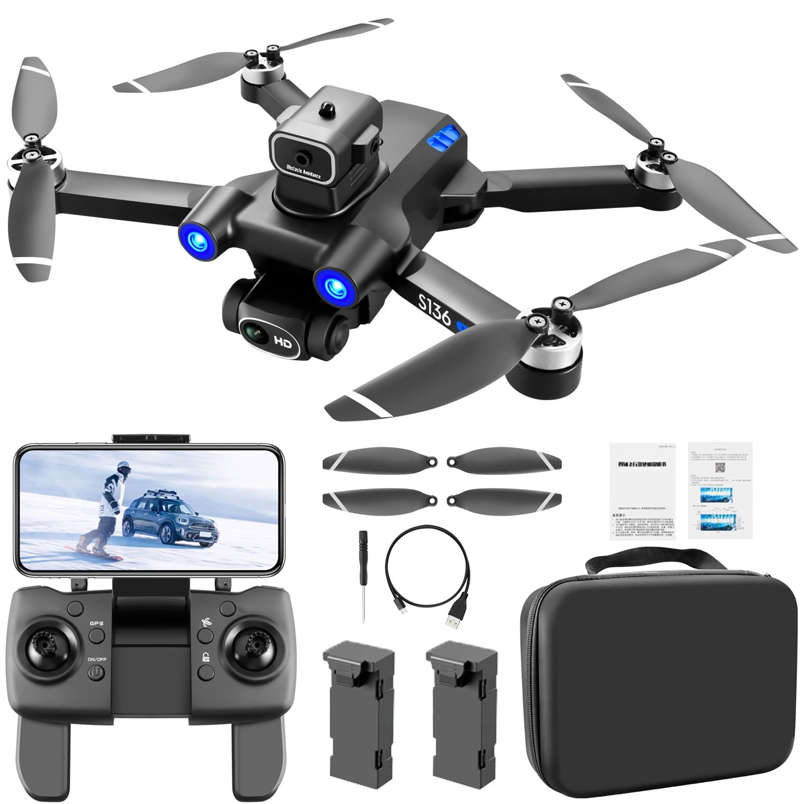 Amazon.co.jp: S136 ドローン カメラ付き GPS搭載 4K HD ESCカメラ 75