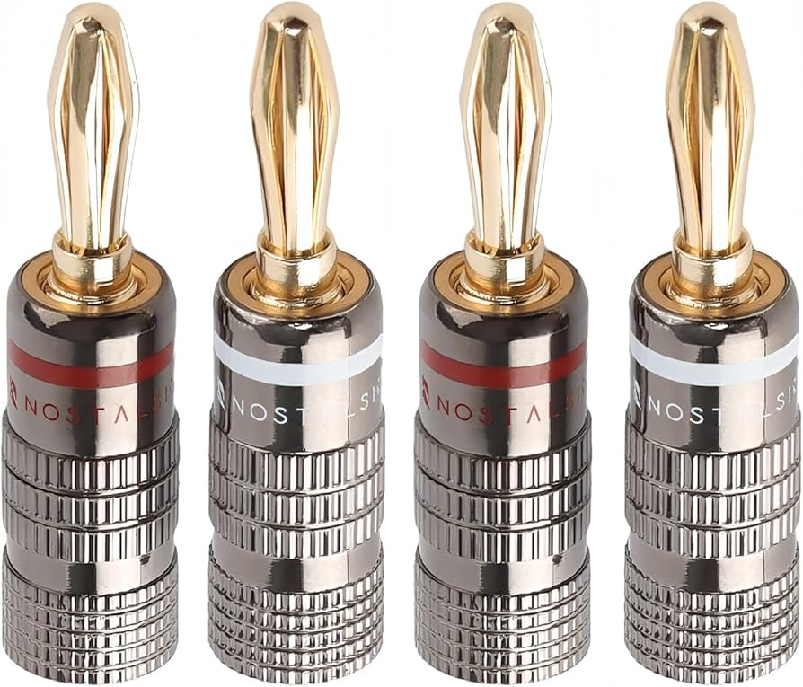 Amazon.co.jp: NOSTALSIC バナナプラグ 赤＋白セット ソルダーレス 24k