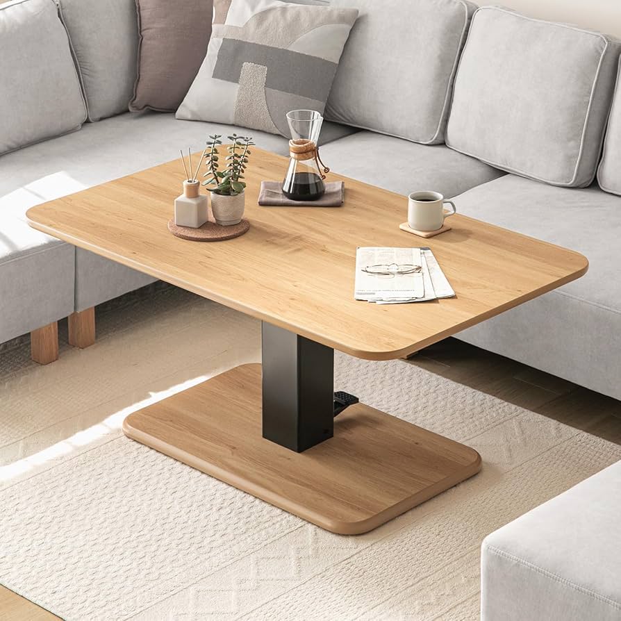 Amazon｜モダンデコ 昇降式テーブル 幅120cm 長方形 無段階 高さ調節