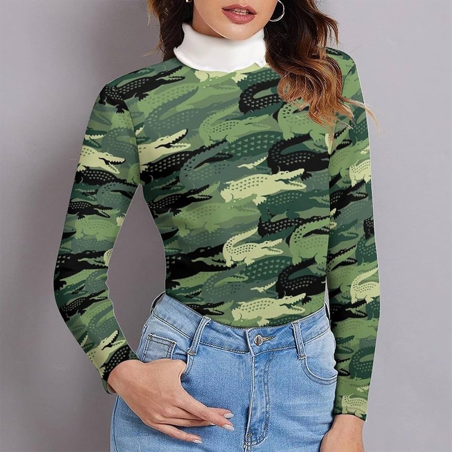 Amazon.co.jp: セーター レディース ニット 迷彩柄 カモフラージュ 鰐