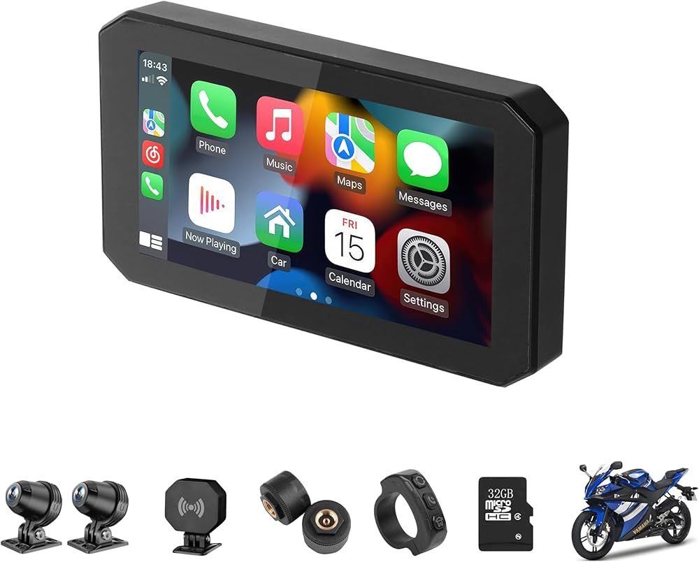 Amazon.co.jp: バイク用スマートモニター 5.5インチ ワイヤレスCarPlay