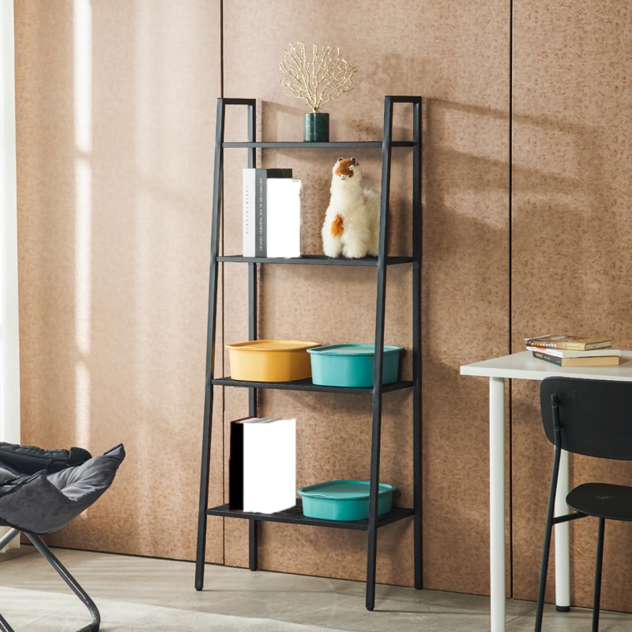 Amazon.co.jp: MJKQ9 アイアンラック 4段 ラック 黒 棚 シェルフ