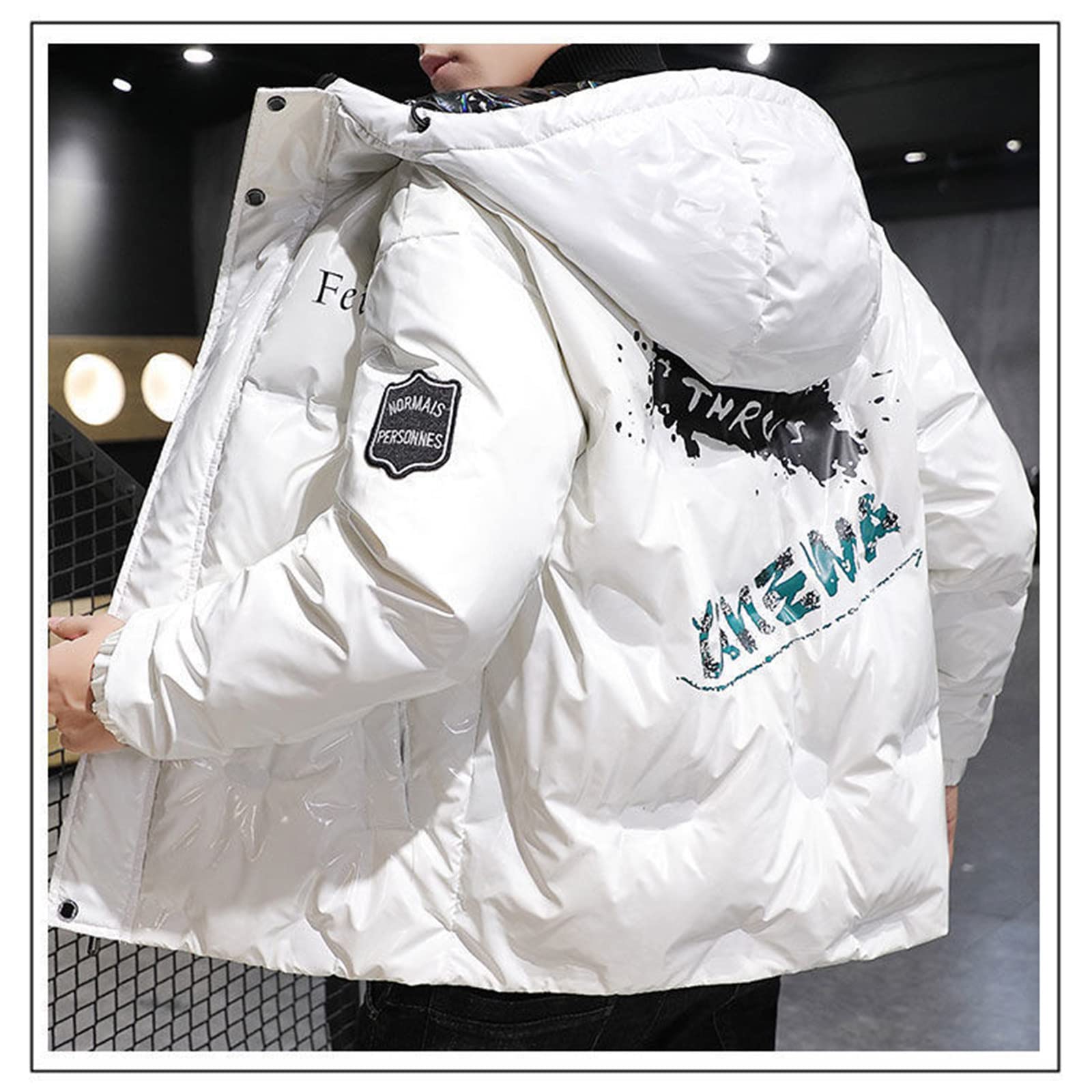Amazon.co.jp: 2022冬の新しいファッションメンズジャケット、白い