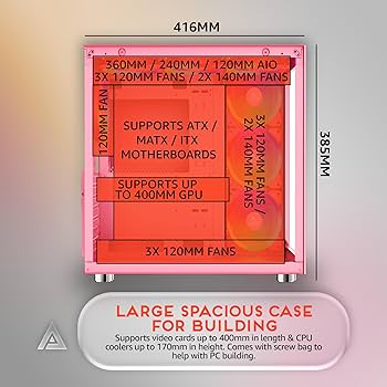 Amazon.com: Apevia Prism-Elite-PK Prism Elite Mid Tower ATX Gaming