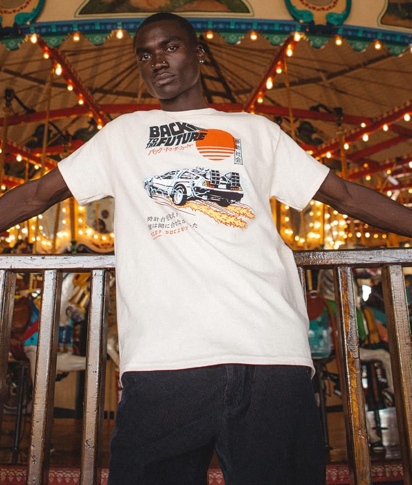 Amazon.com: Riot Society Back to The Future Kanji Mens Graphic